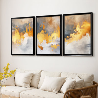ABSTRACT Series CDLI - Toile sur châssis tendue avec châssis encadré - 3 pièces