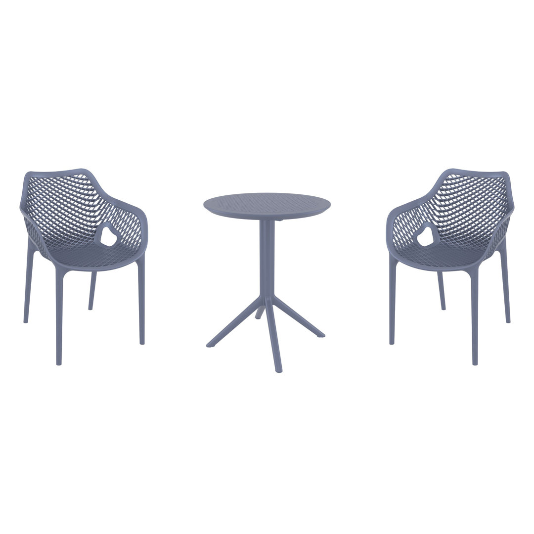 Farrah 2 - Person Patio Dining Set with Round Table AllModern Color: Dark Gray
