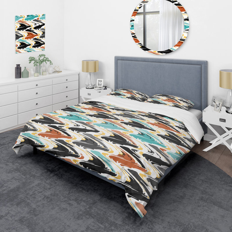 Ensemble de housse de couette en microfibre noir / brun 3 pièces, Housse de couette pour grand lit et 2 taies décor