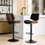 Tabouret pivotant à 360 ° de hauteur réglable en noyer, cuir noir, de 2 pour bar de salle à manger / îlot de cuisine pivotant, hauteur, îlot de cuisine / café-1407878781
