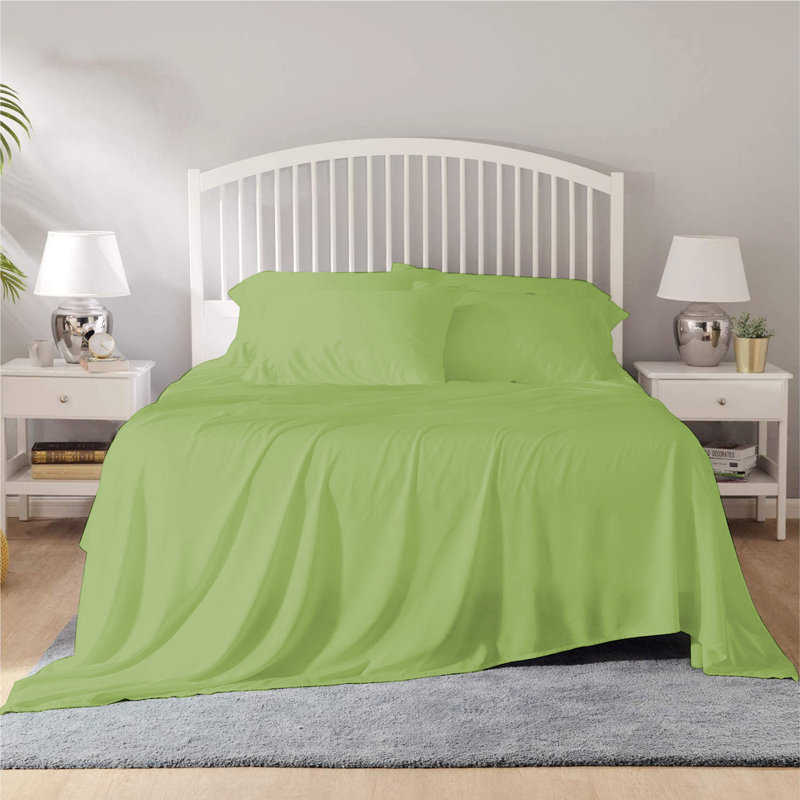 Bamboo Sheet Set, Full Sheet Set + 1 Fitted Sheet + 4 Pillowcases, Lime