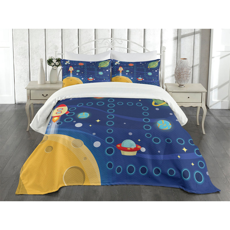 Multicolore Ambesonne, Couvre-lit grand et 2 taies décoratives