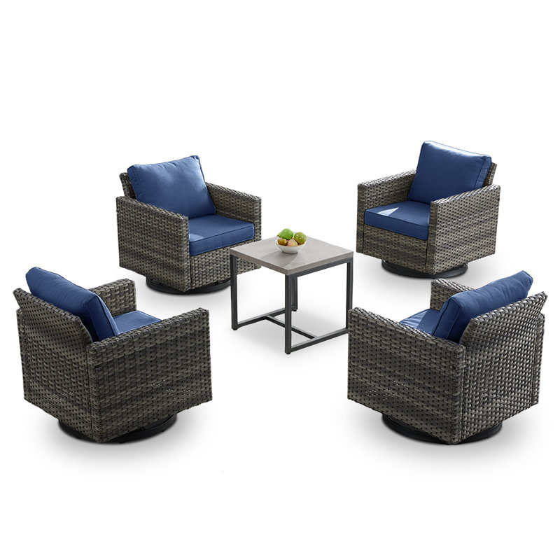 Nazime Ekon Patio Chair with Cushions, Blue