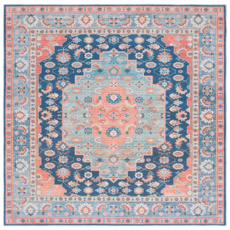 Maritess Machine Washable Southwestern Rug, Square 6'
