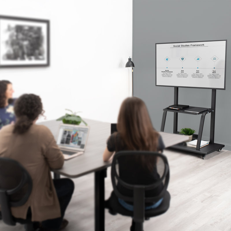 Black Heavy Duty Mobile TV Cart with Metal AV Shelf for 42" to 100" Screens