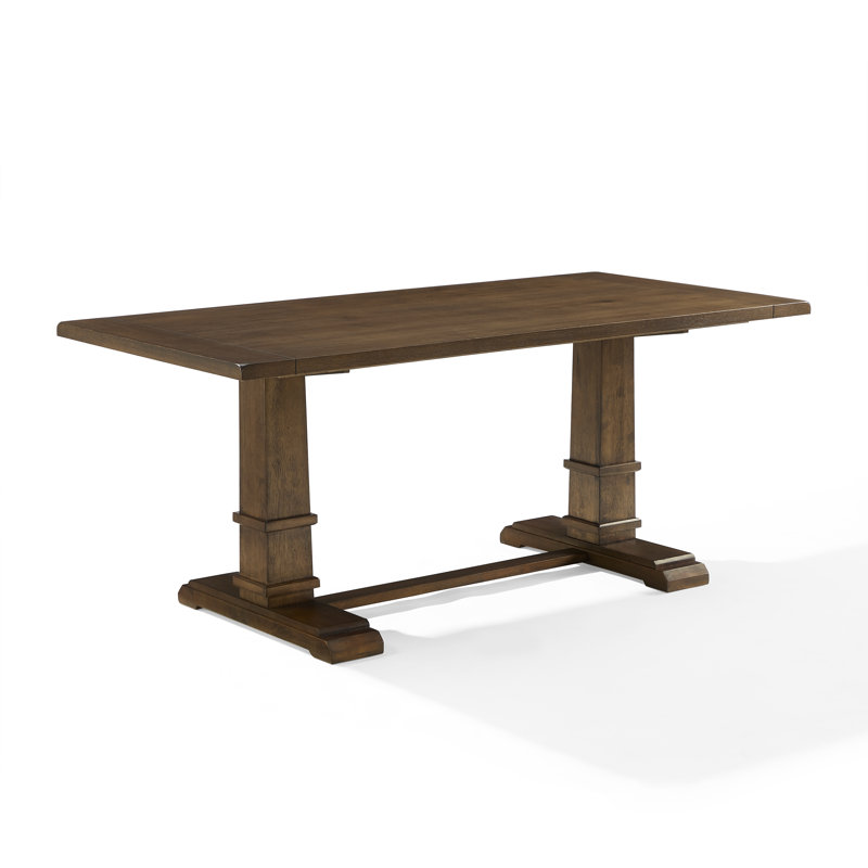 Heymann 8-Person Rectangular Trestle Dining Table , Dark Brown Wood
