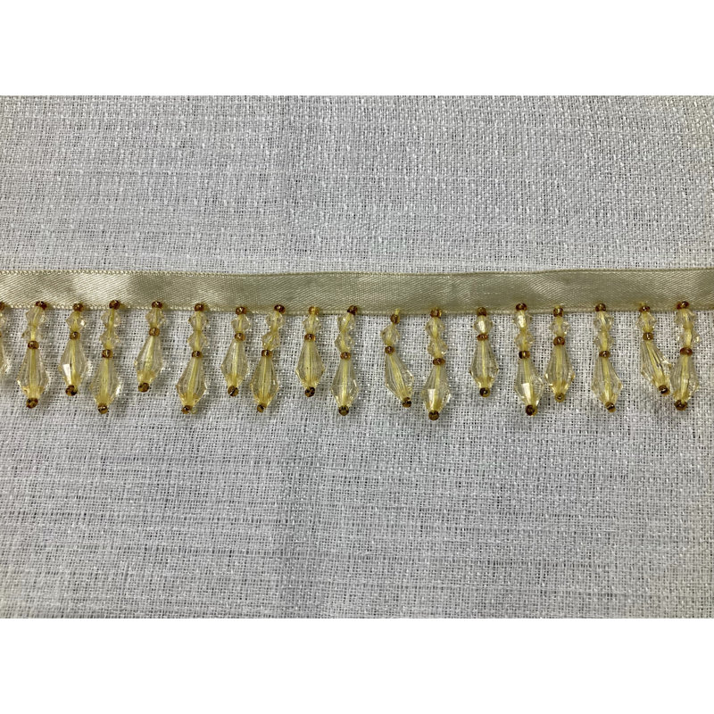 Crystal Beaded Fringe 1.5" Width Trim Handmade, Gold
