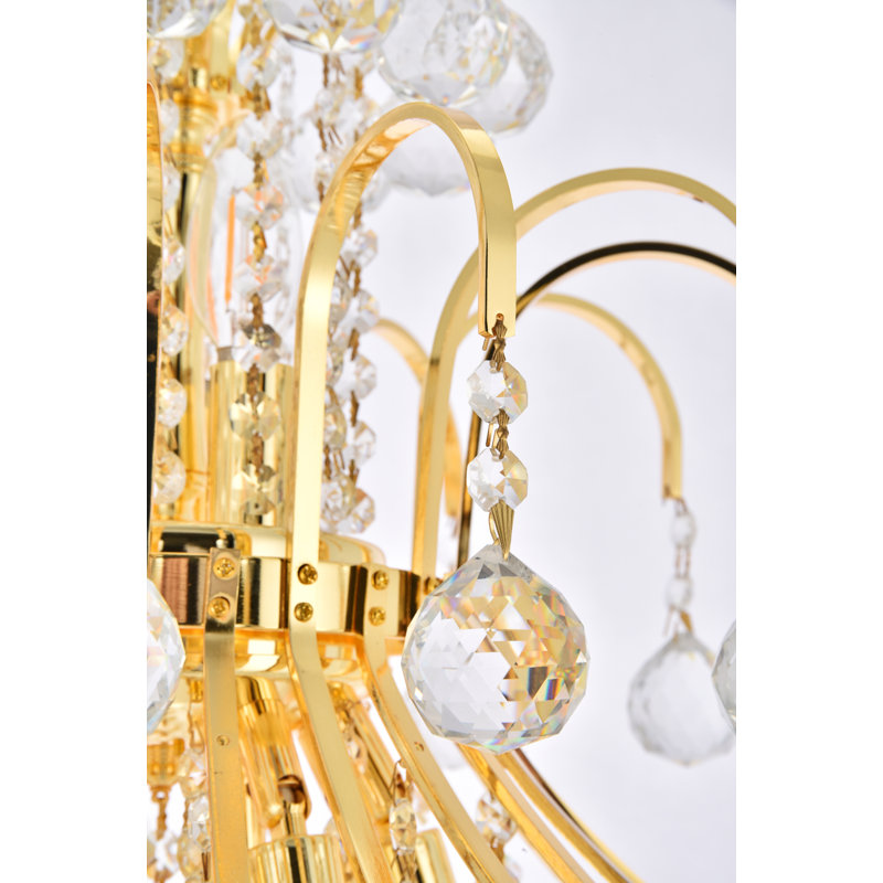 Lustre empire 15 lumières à intensité variable Stoller, H 31 po x l 25 po x P 25 po, Doré