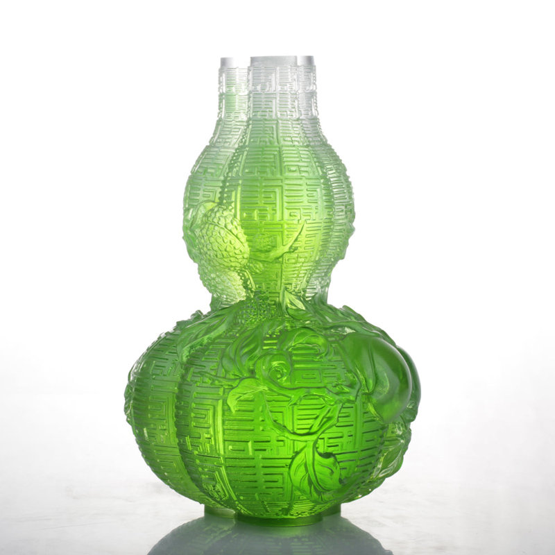 LIULI Crystal Art Crystal Hulu Gourd Sculpture, "Unrestrained Euphony"