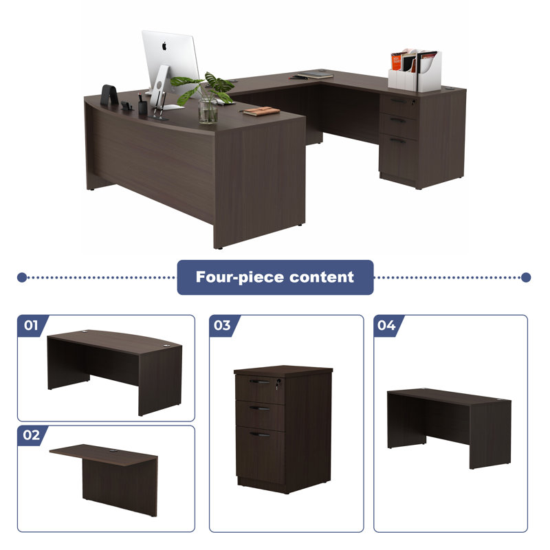 U-Shaped Executive Desk, Brown