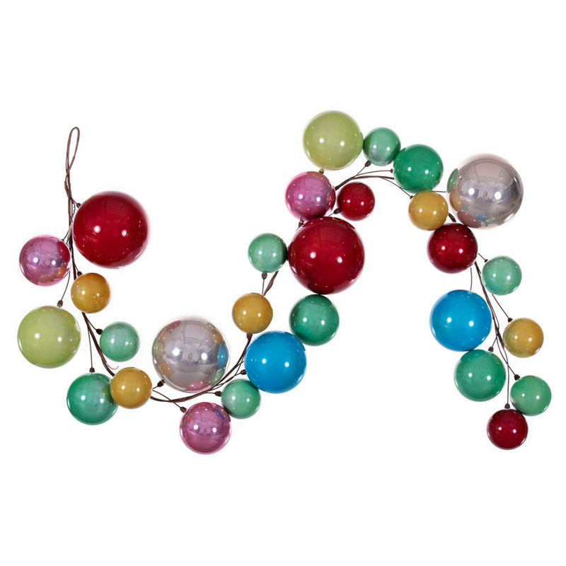 Vickerman 6' Ball Branch Garland, Blue/Green/Red/Yellow/Orange
