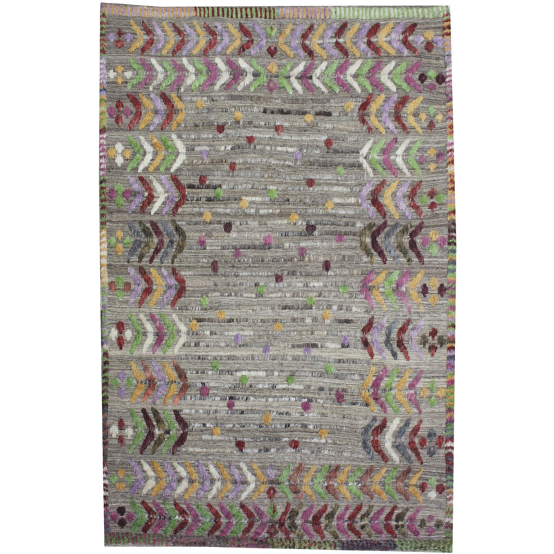 Geometric Hand Knotted 207cm X 303cm Area Rug