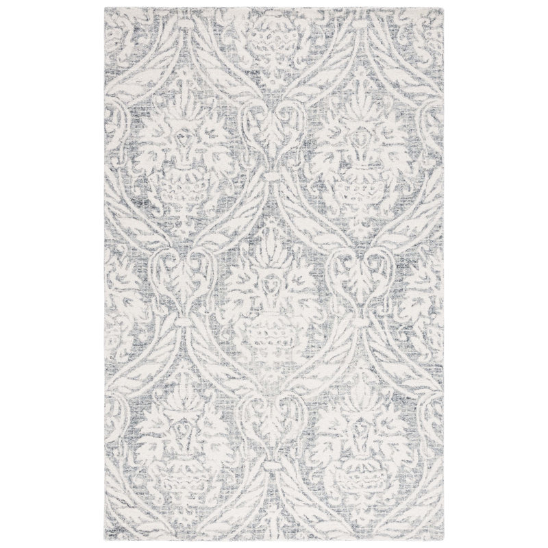Ladwig Abstract 204 Area Rug In Ivory / Grey, Rectangle 3' x 5'