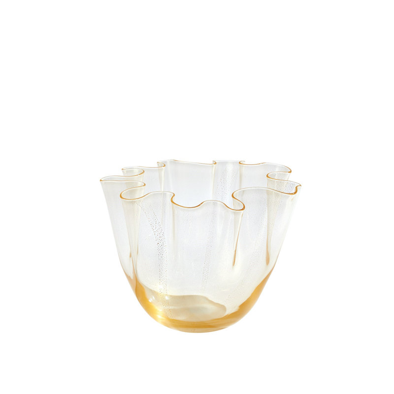 Vase de table en mouchoir, H 7,5 po x l 8,75 po x P 8,75 po, Or
