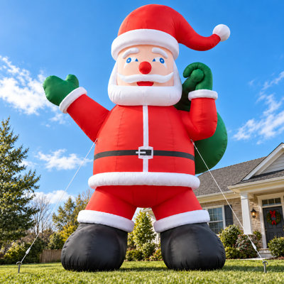 26ft Giant Inflatable Santa Claus With Blower Holding Gift Bag Christmas For Yard Garden Lawn Xmas Decor (without Build-in Led Lights)