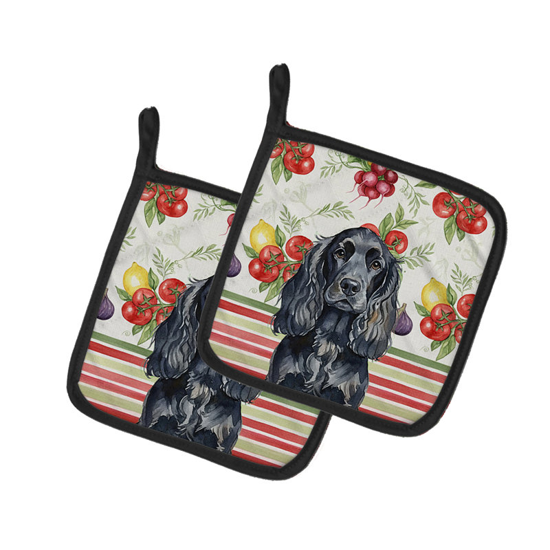 Paire de supports à casseroles noir anglais Cocker Spaniel, Noir