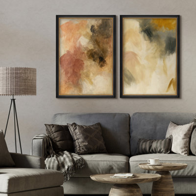«Warm Earth Tone», ensemble de 2 décorations murales abstraites pour chambre à coucher ou bureau 26 po x 36 po