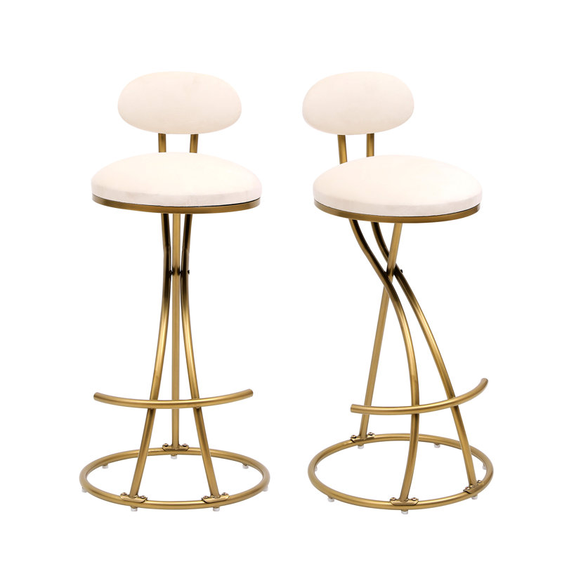 Moderne pour les restaurants de 2 personnes, velours blanc crème, base en métal doré, poids maximal de 220 lb, patins de cuisine faciles à nettoyer