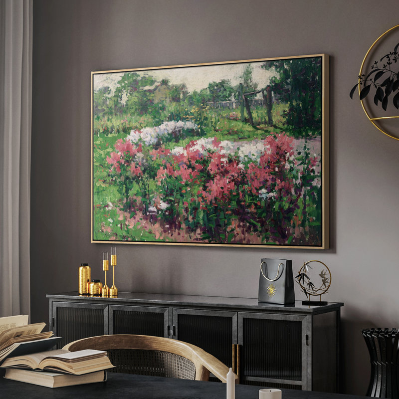 Reproduction botanique rétro - XVIIIe - toile tendue avec châssis, Toile encadrée noyer flottant, H 25 po x l 37 po x P 2 po