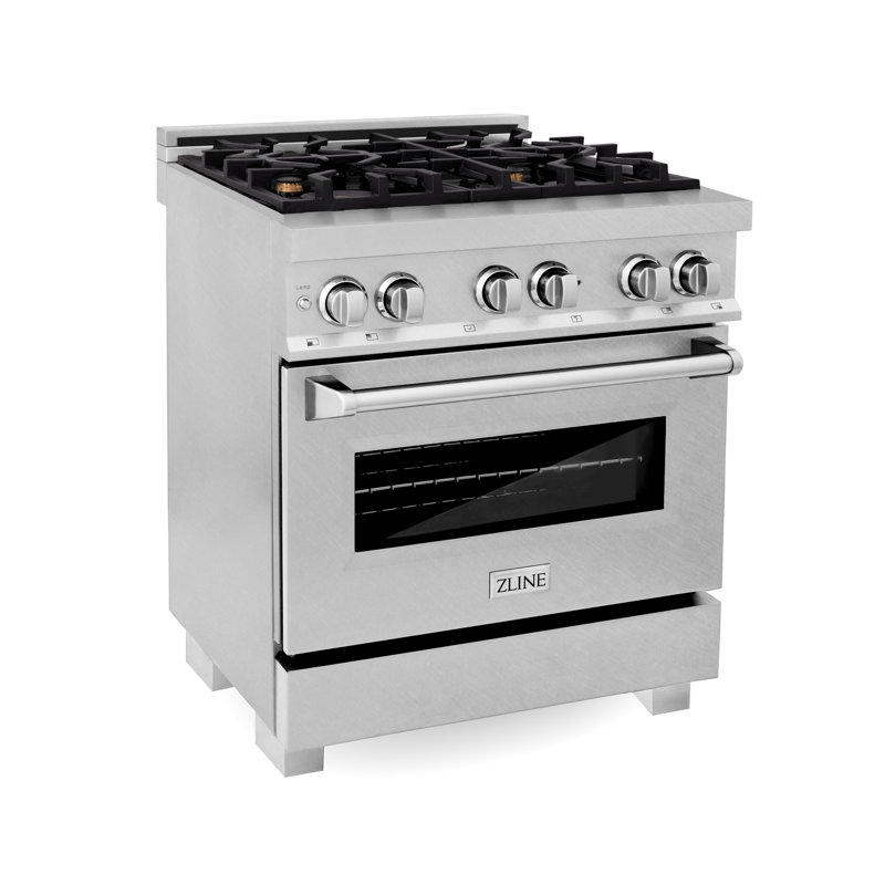 ZLINE 30" Legacy Dual Fuel Range, Brass Burners Satin Stainless Steel