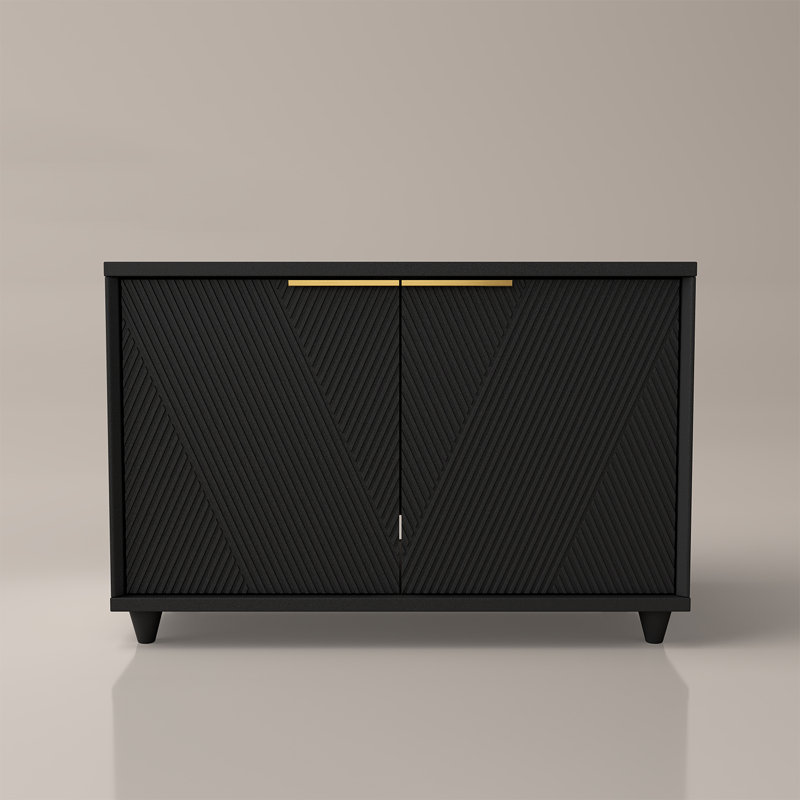 Meuble télé avec rangement moderne et modulaire, noir, Noir