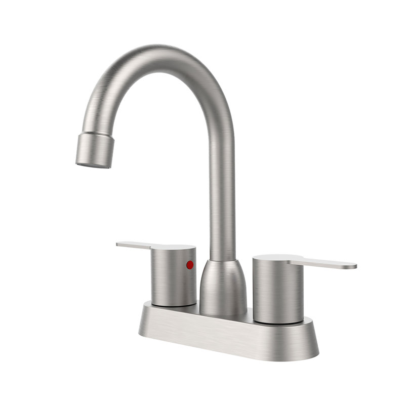 Topcraft Stainless Steel Two Handle Bathroom Faucet, Brushed Nickel