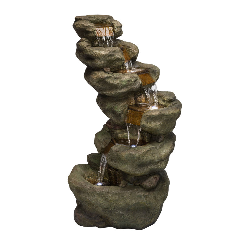 Glenville Weather Resistant Fountain with Light, 26"L x 21"W x 48"H