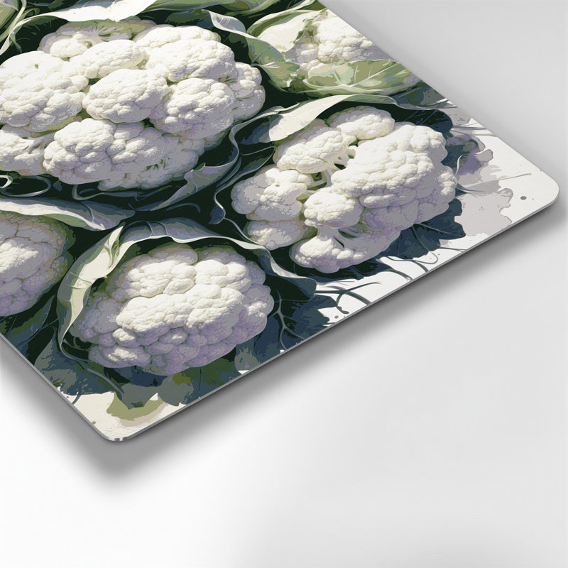 Art mural en métal légumes chou-fleur beige, H 12 po x l 18 po