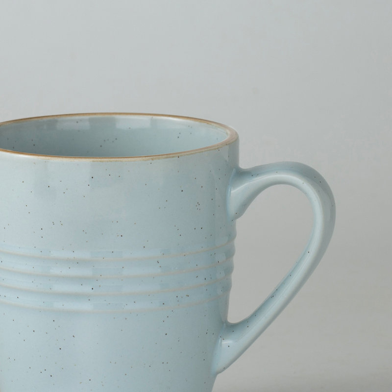 Delaenie Handmade Stoneware Porcelain Coffee Mug Teacup and Saucer, Light Blue