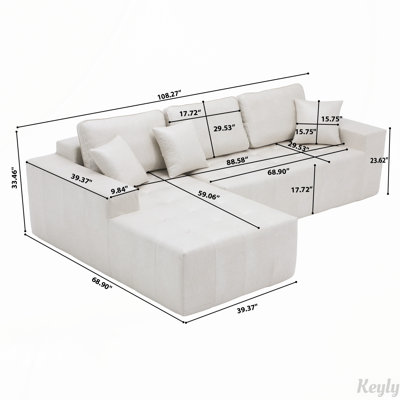 Faux Leather L-Shaped Sectional Sofa with Chaise