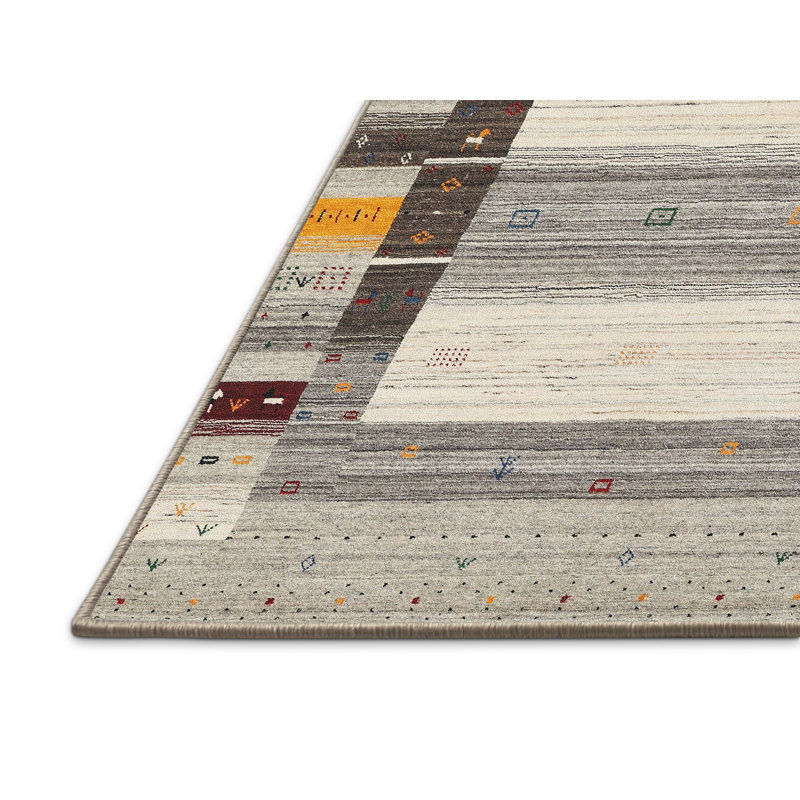 Tapis gris / beige Njourisenga, Rectangle 5 pi x 8 pi