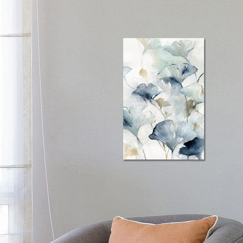 Indigo Gingko II by Carol Robinson - Painting, 66.04 cm H x 45.72 cm W x 1.91 cm D, Wrapped Canvas