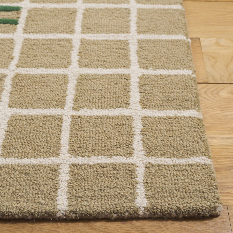 Genre 86% laine à carreaux touffetée à la main 85%; Tapis à motifs géométriques 15% coton, Rectangle de 5 pi x 8 pi