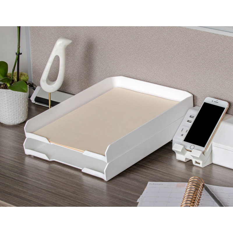 Rangement de papier empilable letter tray Yokum, Blanc