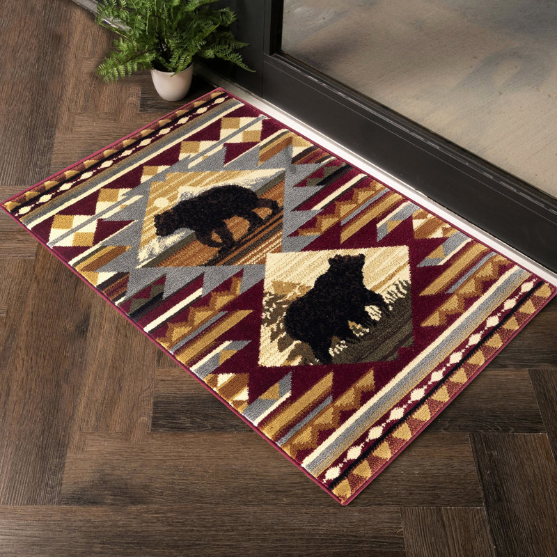 Élégant tapis de pavillon rouge en polypropylène, 2,58 pi x 7,25 pi, pour tapis de salon, séduisant