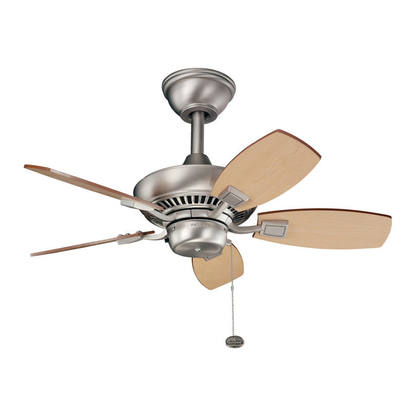 Canfield 30'' Ceiling Fan, Brushed Nickel with Cherry/Maple Blades