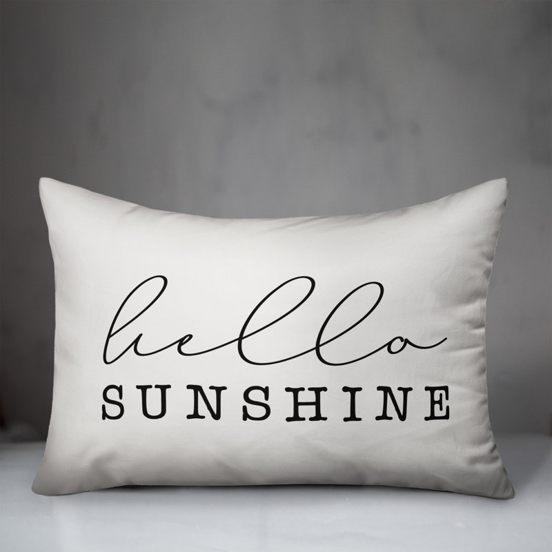 Housse et insert de coussin d'extérieur Hello Sunshine, Blanc cassé / noir
