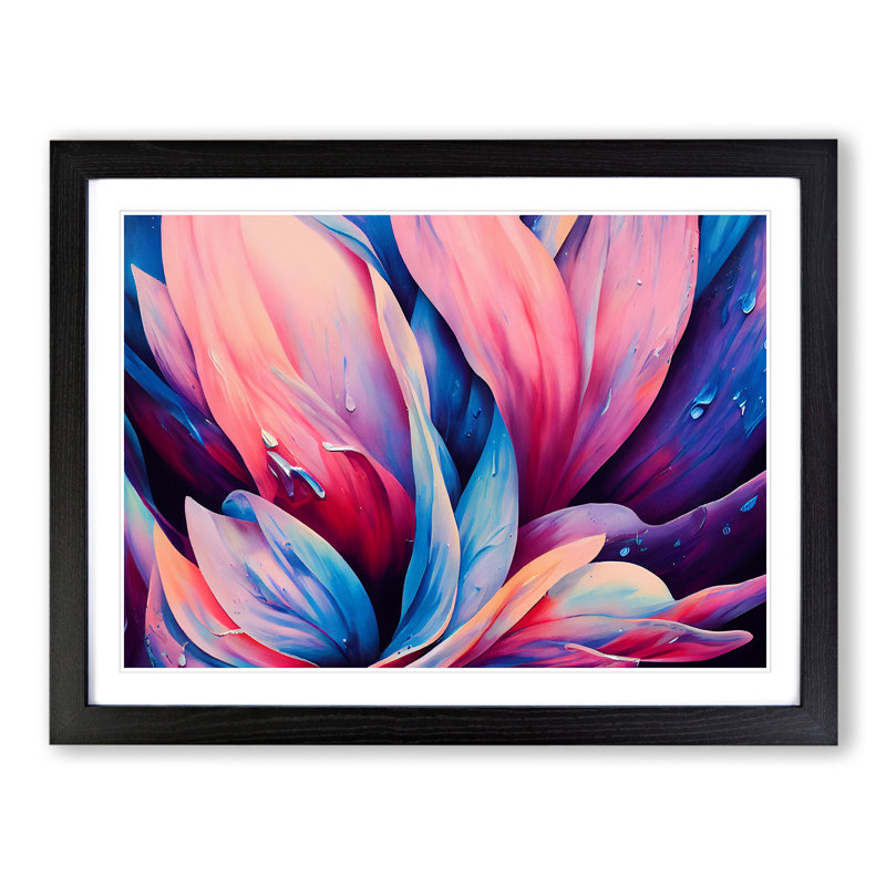 Colourful Flowers Vol.7 Abstract - Single Picture Frame Print, Black Framed, 46cm H x 64cm W x 2cm D