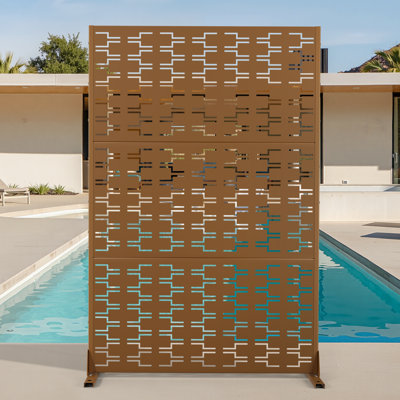 Écran d'intimité en métal 72 po H - Panneau de clôture d'extérieur autoportant avec support pour installation à faire soi-même, adapté aux patios, balcons ou terrasses