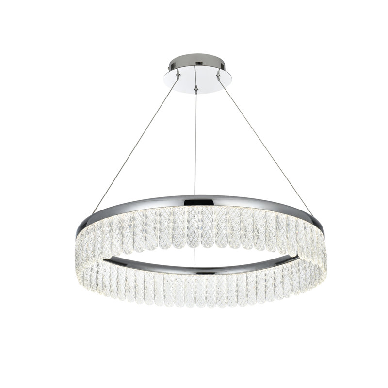 Lustre rond à DEL Yiana, Chrome, H 4,5 po x l 24 po x P 24 po