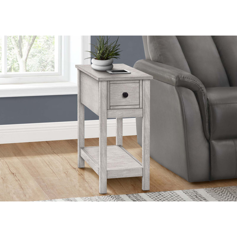 Table d'appoint, bout, table d'appoint, 2 niveaux, étroit, chambre à coucher, lampe, tiroir de rangement, Gris