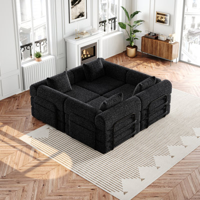 Canapé-lit convertible 4 places, canapé en chenille, équipé de poches de rangement latérales, canapé-lit pliant, convient aux salons, aux chambres à coucher et aux bureaux.