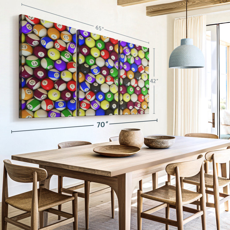 «Billiard Collection», 3 pièces sur toile, H 42 po x l 65 po x P 1,25 po