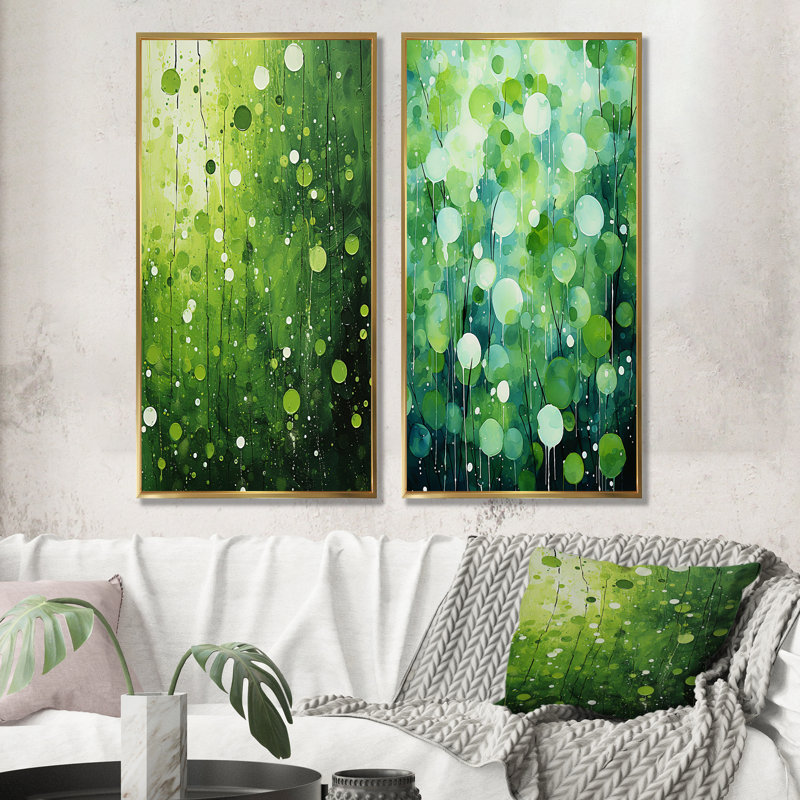 Quirky Quarters Botanical - Abstract Popart, ensemble de 2 reproductions sur toile, H 28 po x l 25 po, Cadre flottant doré