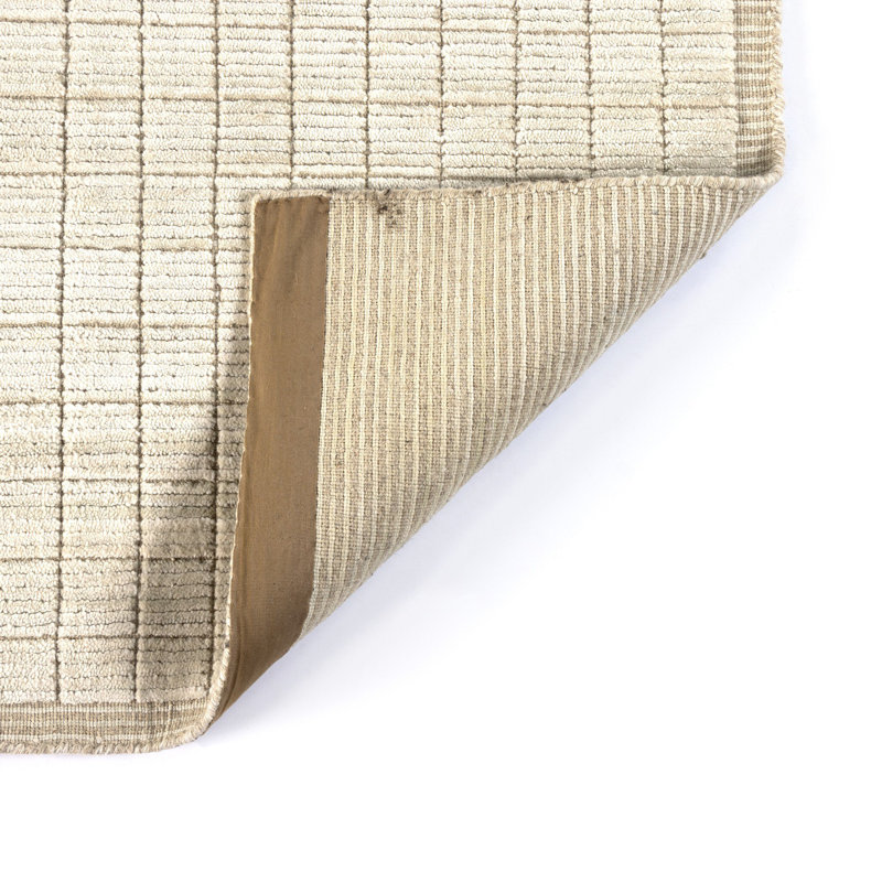 Tapis géométrique blanc / neutre tissé à la machine rectangulaire en jute / sisal / polyester Alina