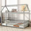 Lit simple en bois avec structure de toit, garde-corps de sécurité, gris-1740957178-1740957179