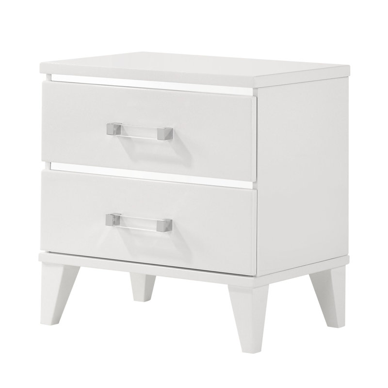 Chelsie 2-Drawer Rectangular Nightstand, White