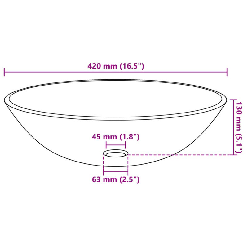 Latitude Run Argent 420mm L x 420mm W Glass Circular Sink, Black