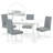 5 Piece Dining Table Set, Extendable Rectangular Dining Table w 4 Classic Style Solid Wood Upholstered Chairs-1954777186-1954777213