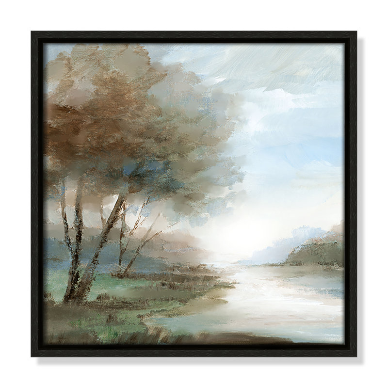 Peaceful River - Square Version Print par Nan, H 13,5 po x l 13,5 po, Espresso
